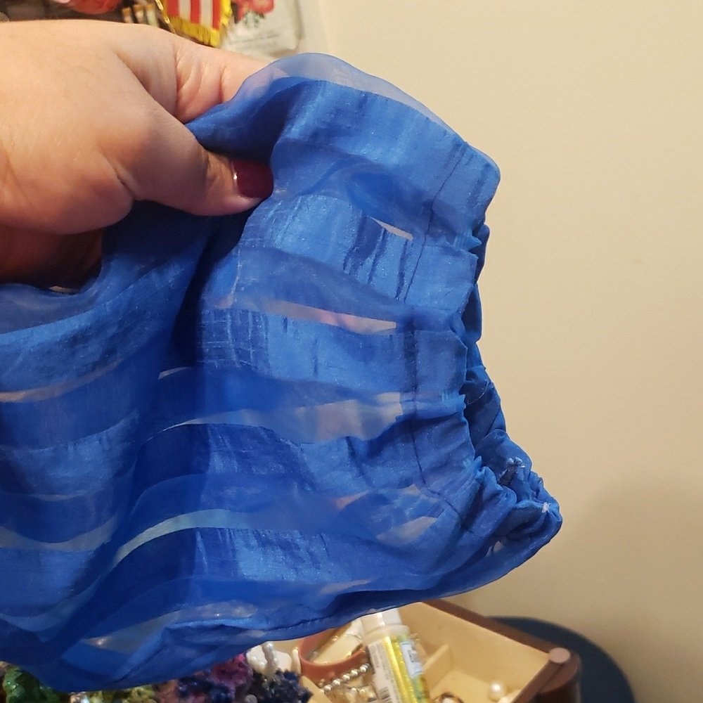 Vintage Blue Sheer Striped Blouse - Picture 4 of 9